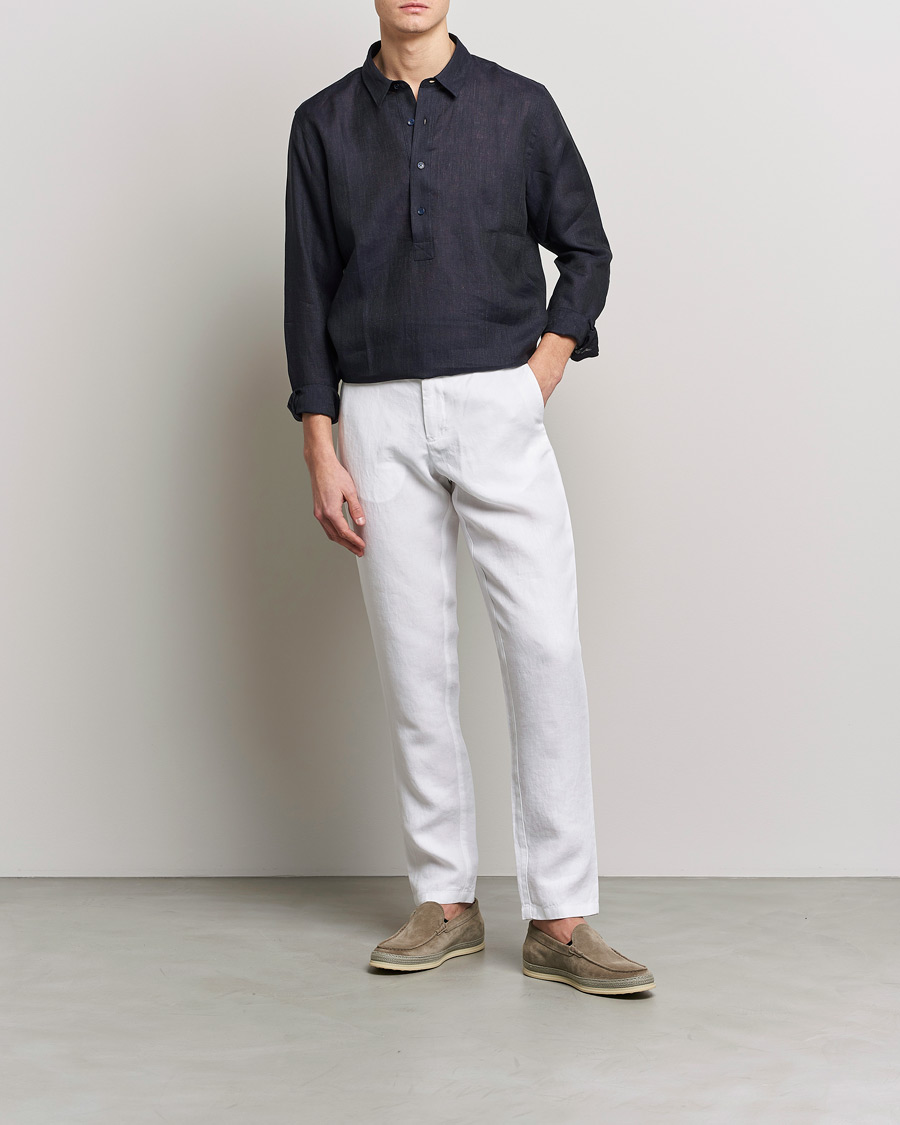 Homme | Chemises | Orlebar Brown | Percy Smart Linen Shirt Dark Navy