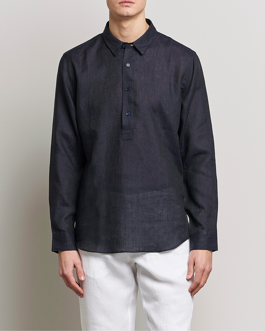 Homme | Chemises | Orlebar Brown | Percy Smart Linen Shirt Dark Navy