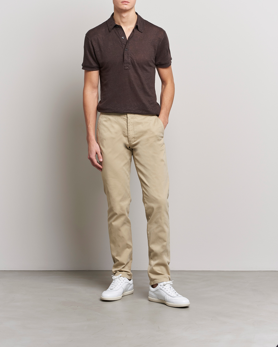 Homme | Polos | Orlebar Brown | Sebastian Linen Polo Truffle