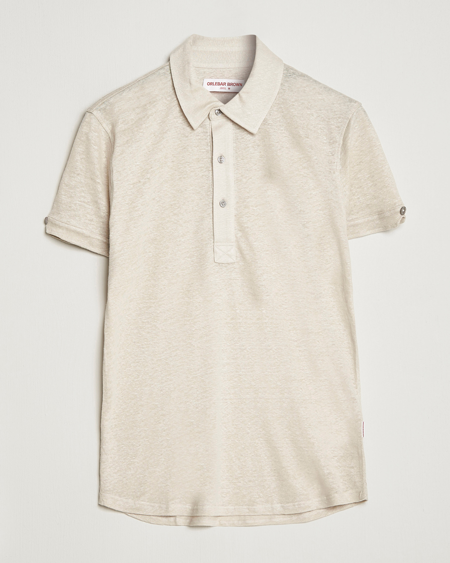 Homme | Polos | Orlebar Brown | Sebastian Linen Polo Pebble