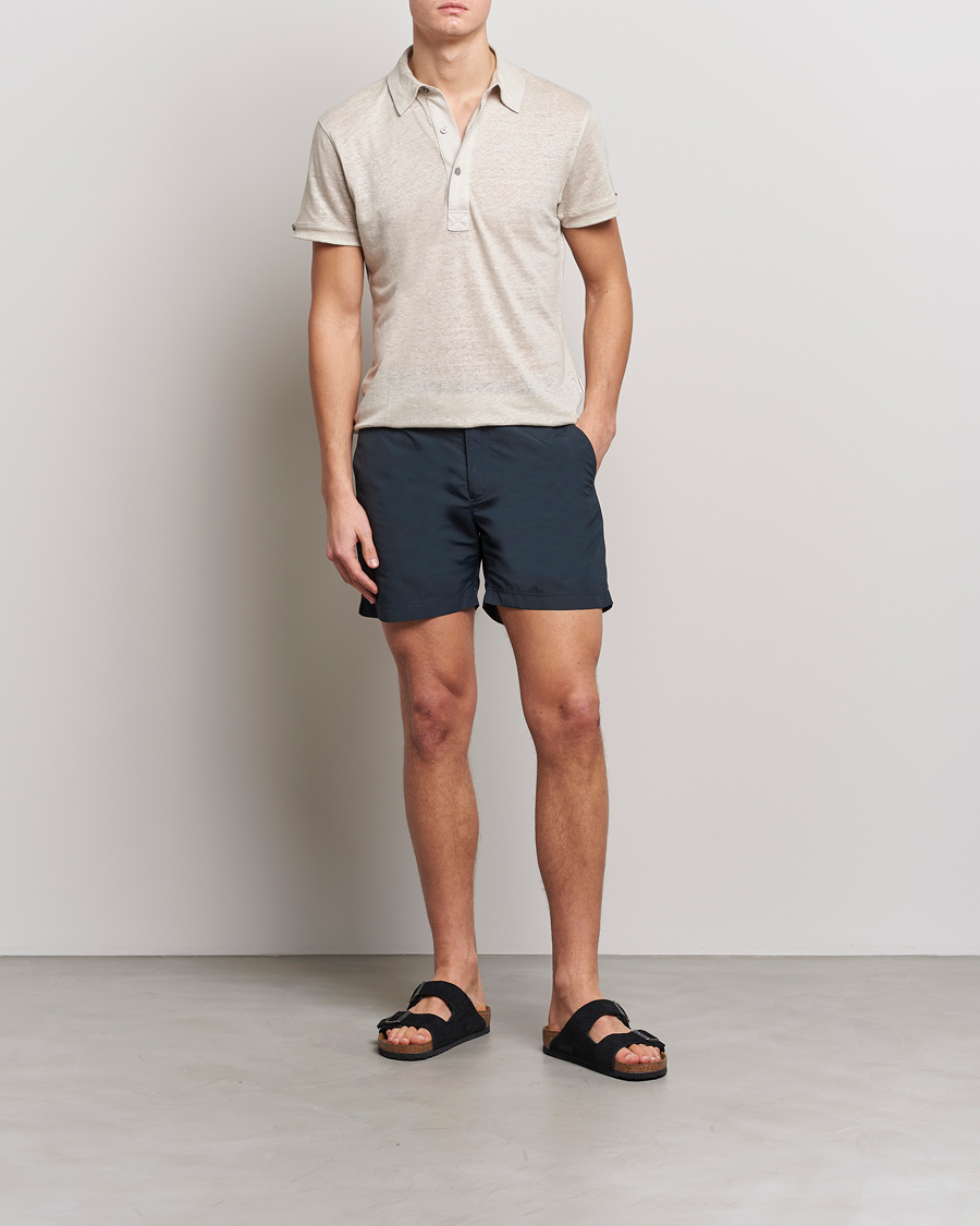 Homme | Polos | Orlebar Brown | Sebastian Linen Polo Pebble