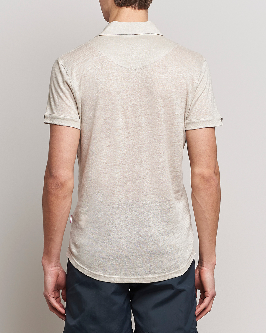 Homme | Polos | Orlebar Brown | Sebastian Linen Polo Pebble