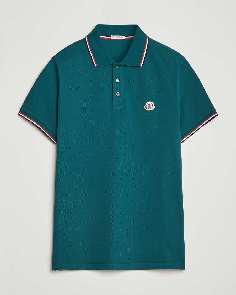 Homme | Polos | Moncler | Contrast Rib Polo Bottle Green