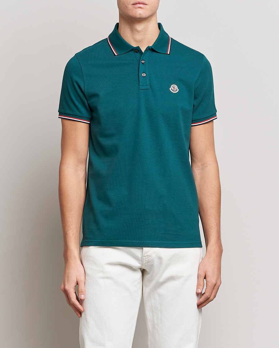 Homme | Polos | Moncler | Contrast Rib Polo Bottle Green