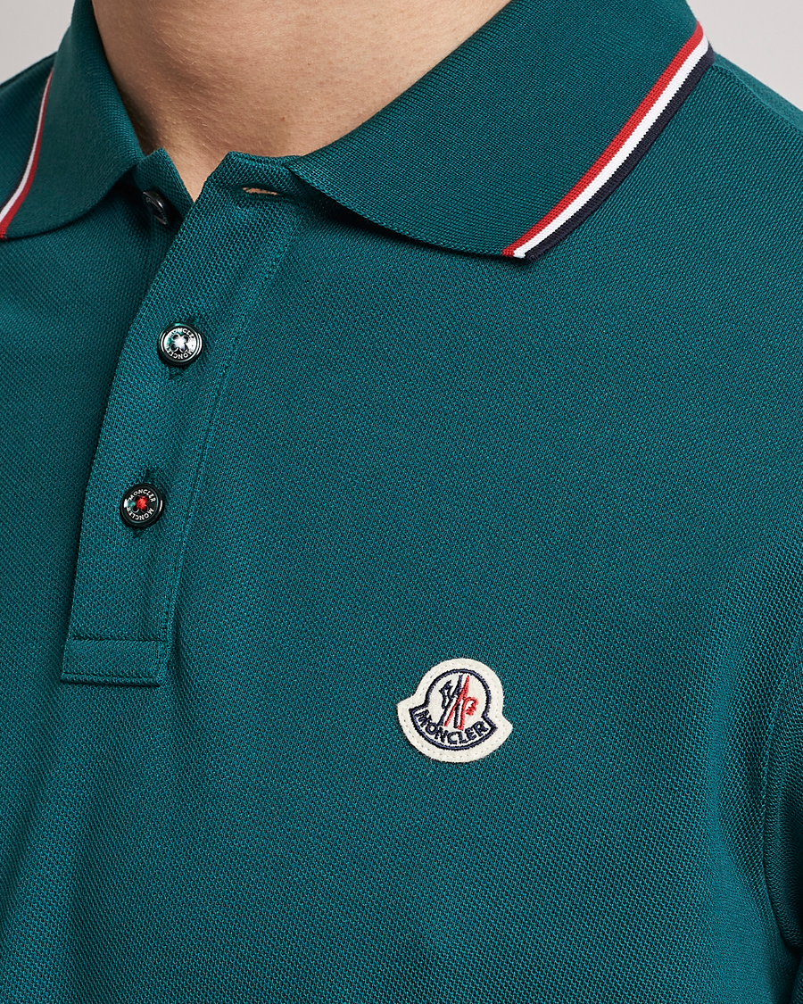 Homme | Polos | Moncler | Contrast Rib Polo Bottle Green
