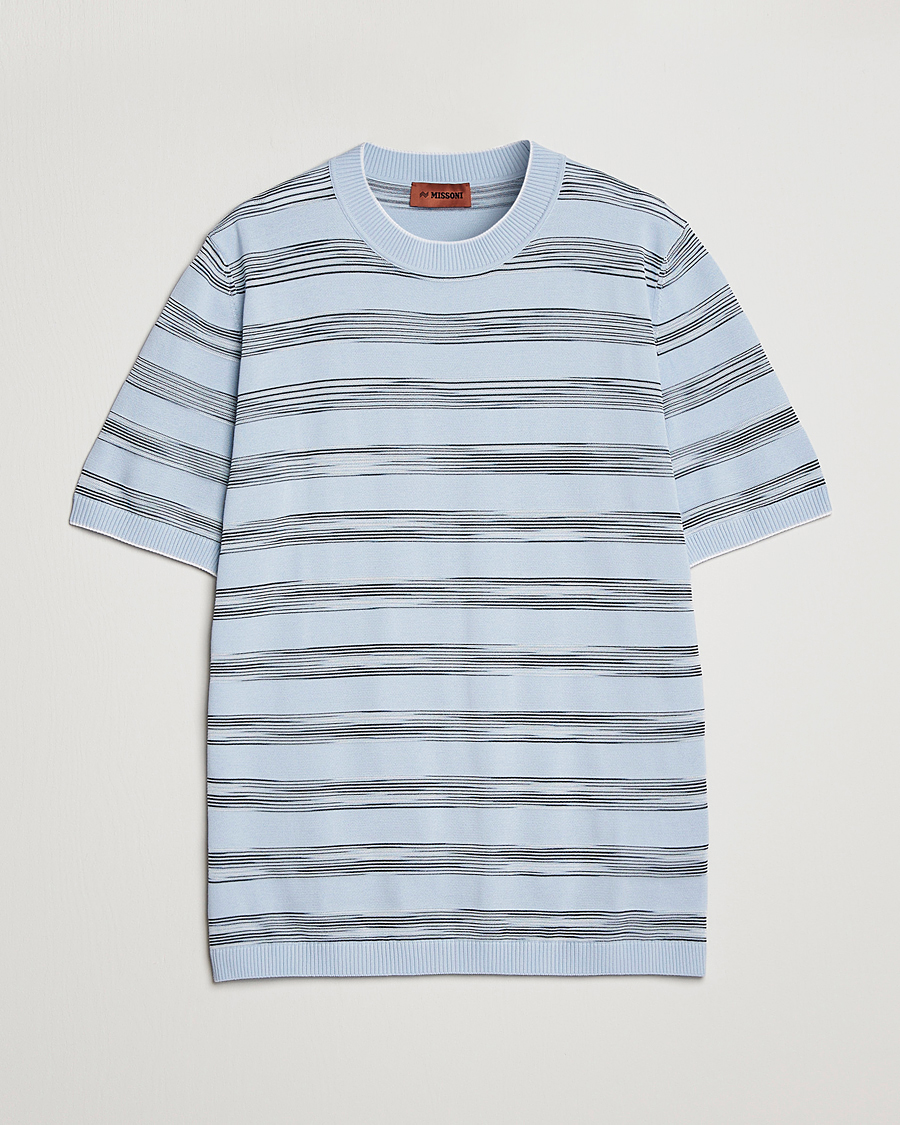 Homme | T-shirts | Missoni | Knitted Space Dye T-Shirt Light Blue