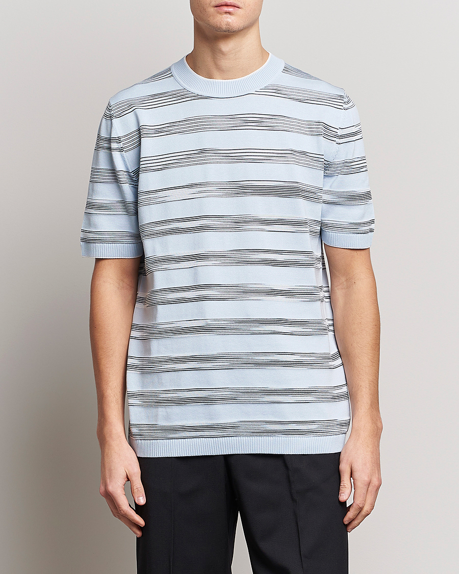 Homme | T-shirts | Missoni | Knitted Space Dye T-Shirt Light Blue