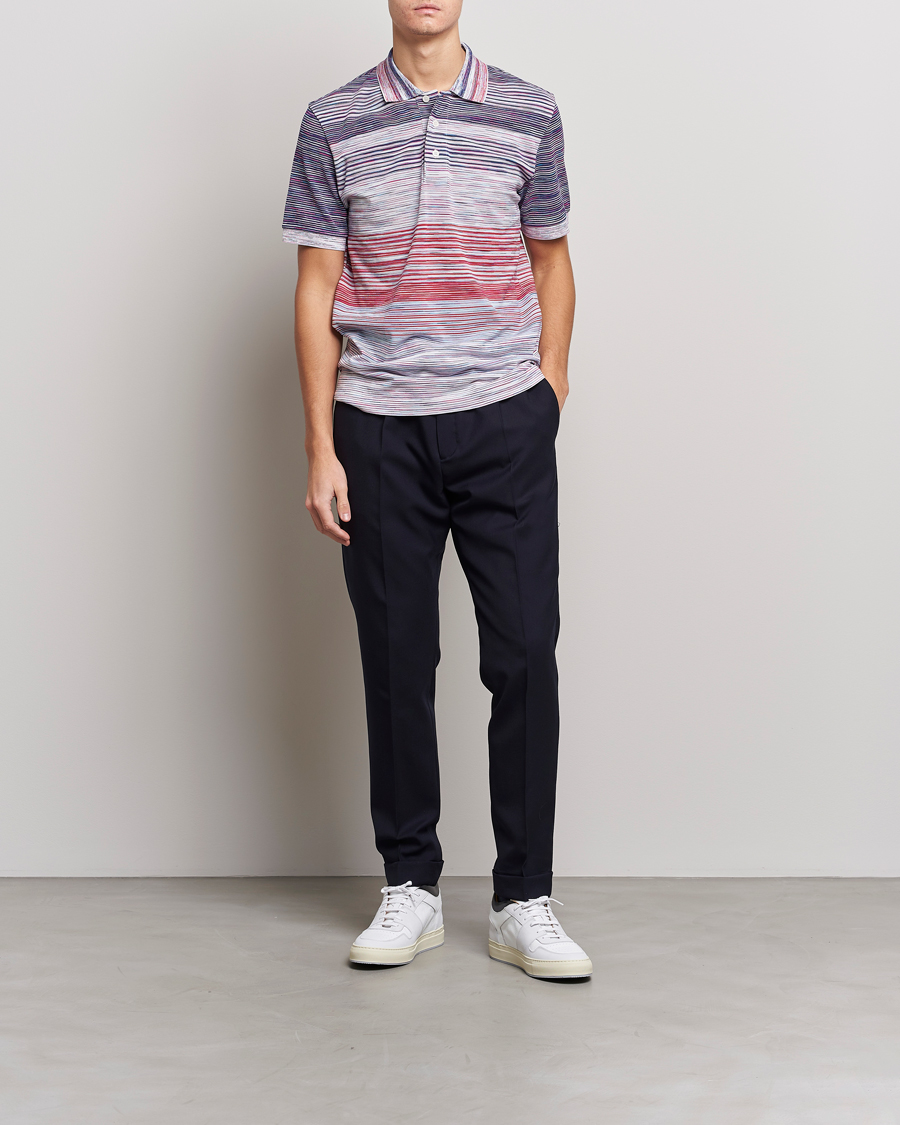 Homme | Polos | Missoni | Short Sleeve Space Dye Polo Navy/Light Blue