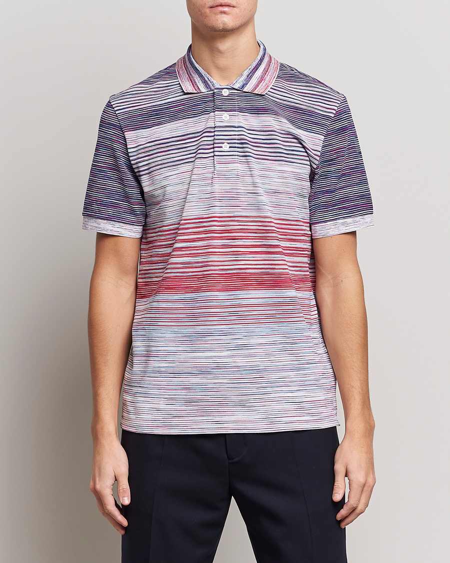 Homme | Polos | Missoni | Short Sleeve Space Dye Polo Navy/Light Blue