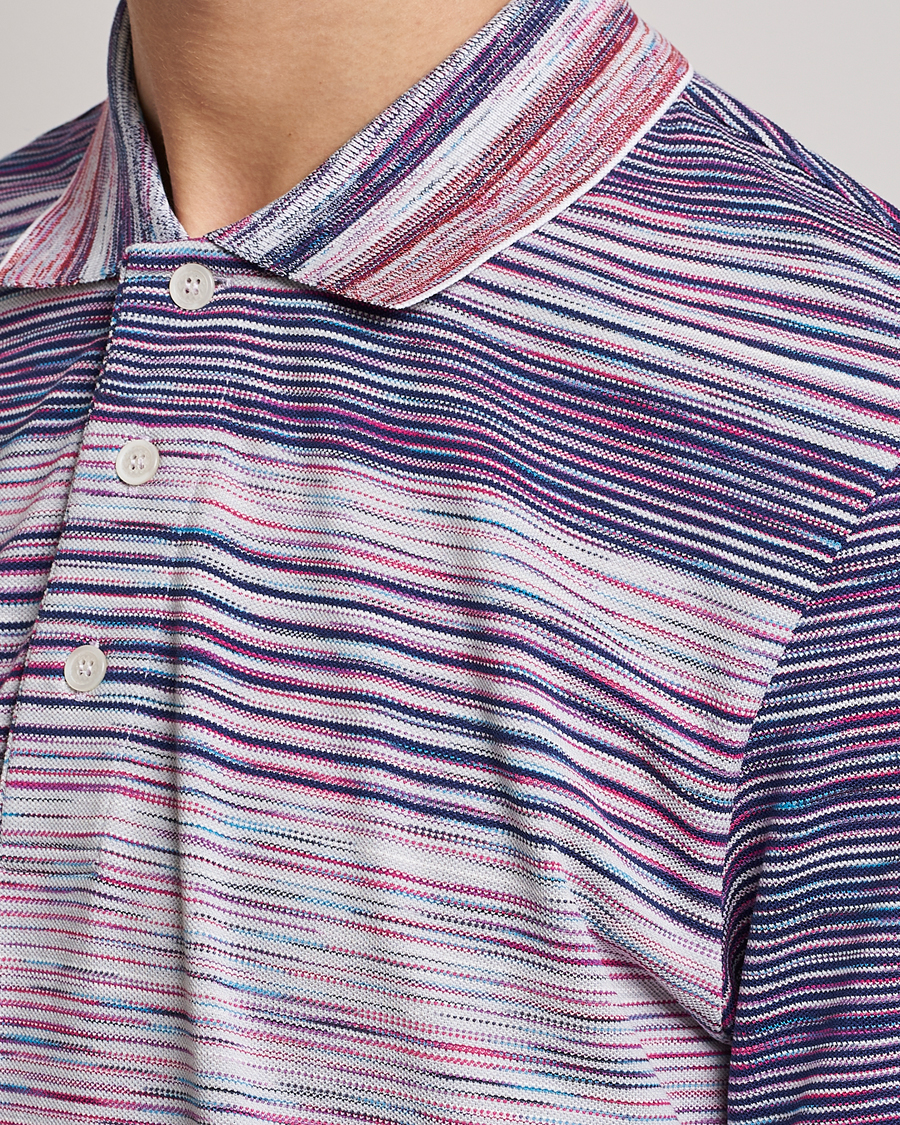 Homme | Polos | Missoni | Short Sleeve Space Dye Polo Navy/Light Blue