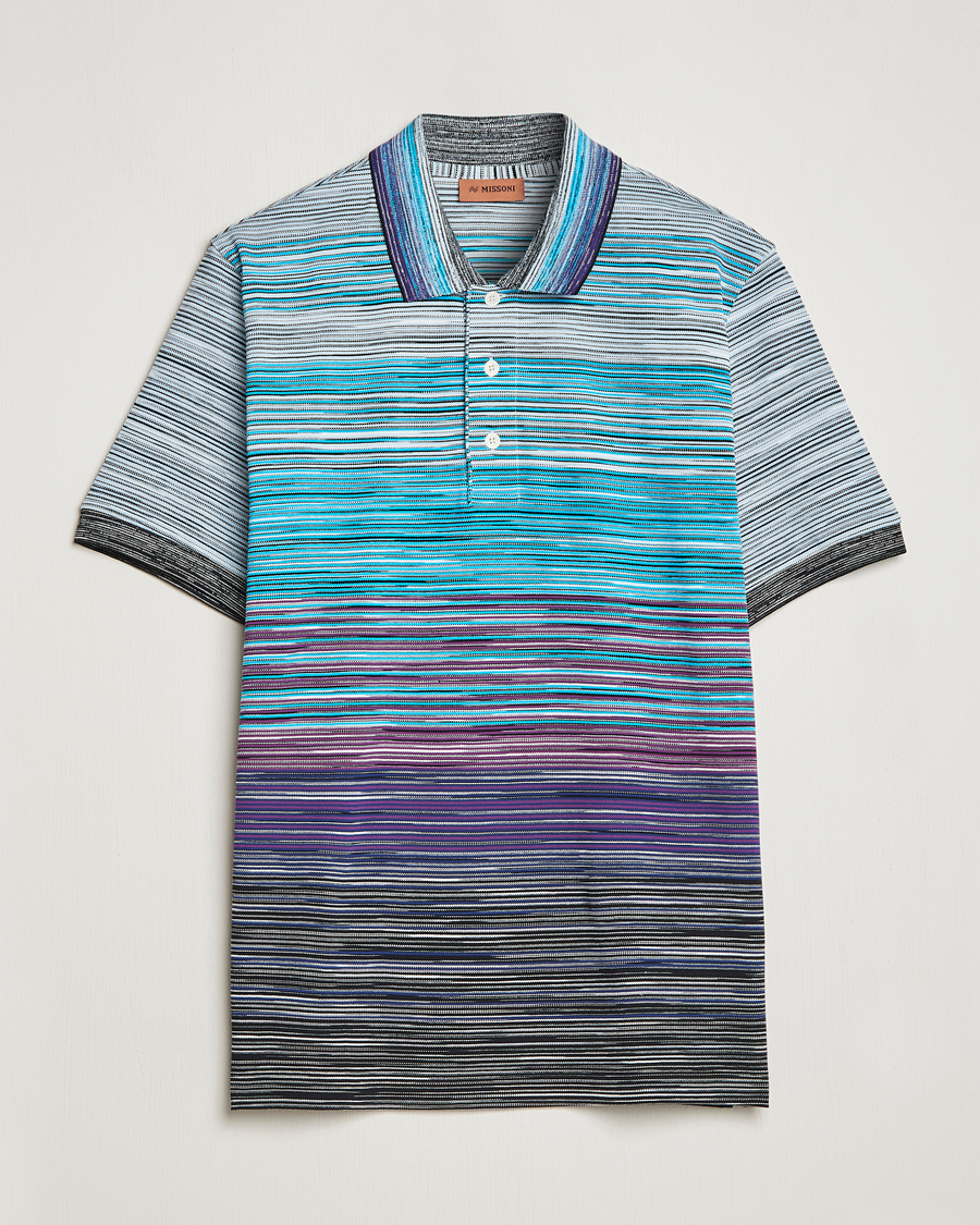 Homme | Polos | Missoni | Short Sleeve Space Dye Polo Navy/Violet