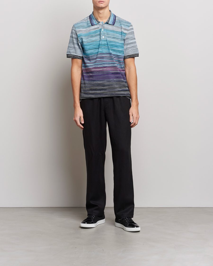 Homme | Polos | Missoni | Short Sleeve Space Dye Polo Navy/Violet