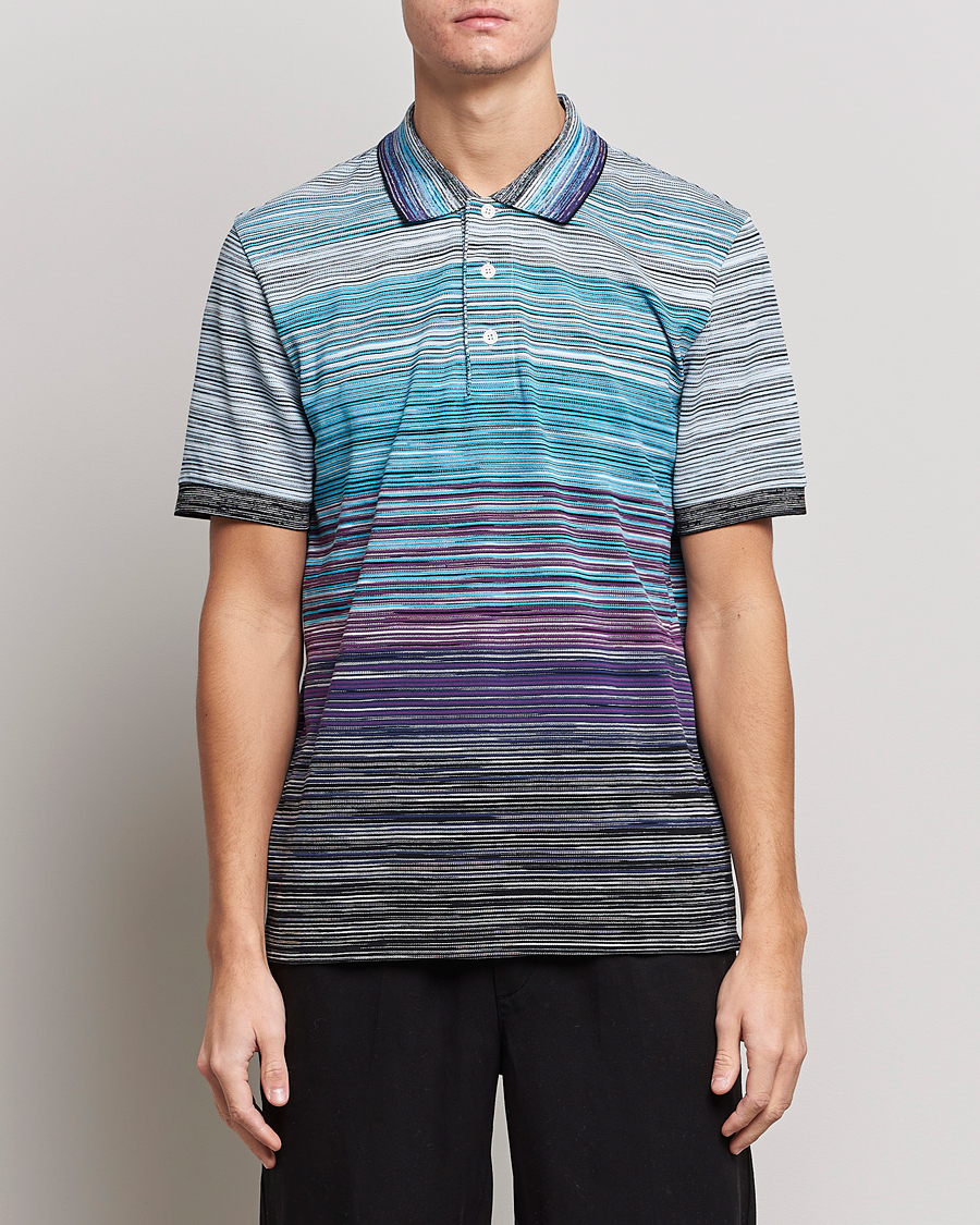 Homme | Polos | Missoni | Short Sleeve Space Dye Polo Navy/Violet