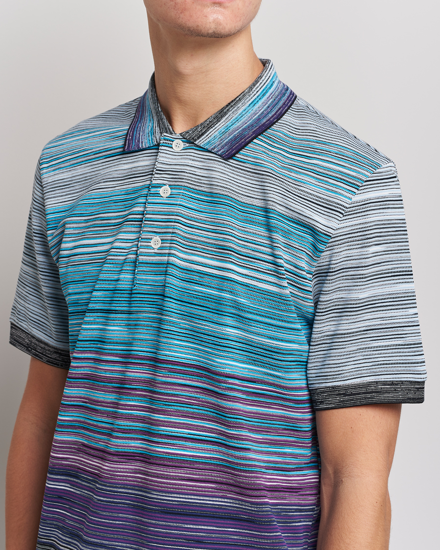 Homme | Polos | Missoni | Short Sleeve Space Dye Polo Navy/Violet