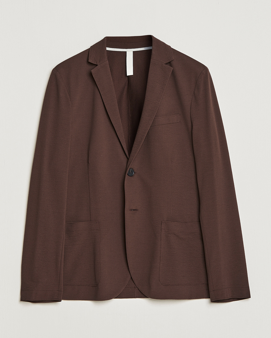 Homme | Blazers | Harris Wharf London | Coolmax Seersucker Blazer Brown