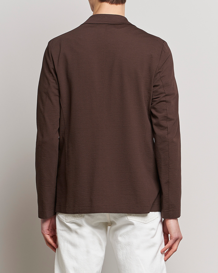 Homme | Blazers | Harris Wharf London | Coolmax Seersucker Blazer Brown