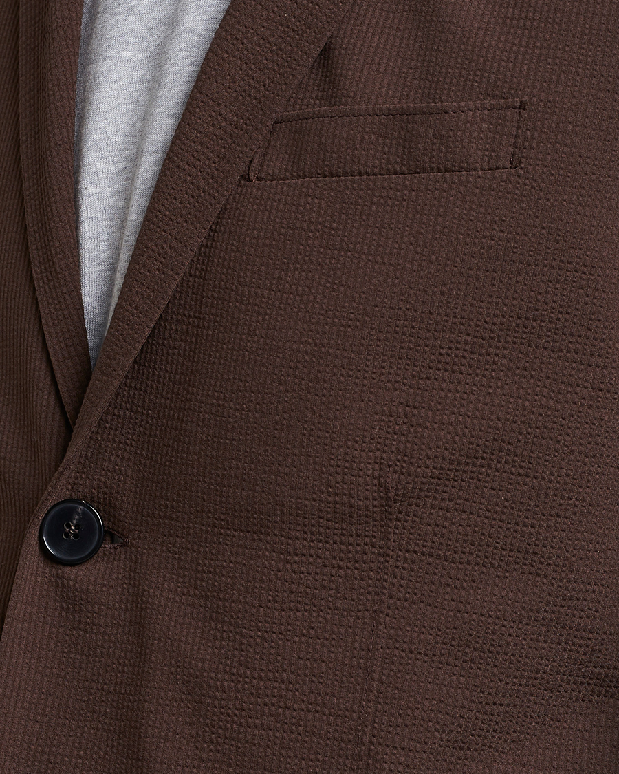 Homme | Blazers | Harris Wharf London | Coolmax Seersucker Blazer Brown