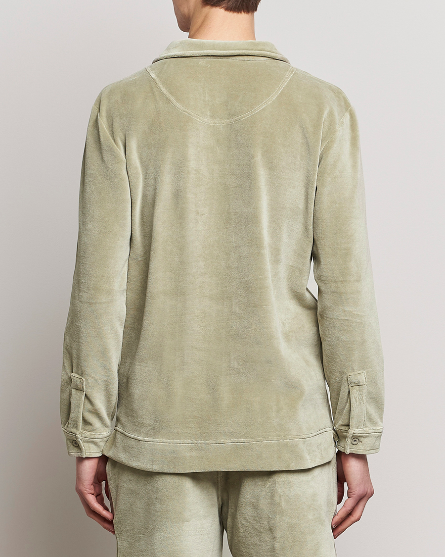 Homme | Chemises | OAS | Long Sleeve Velour Shirt Washed Green