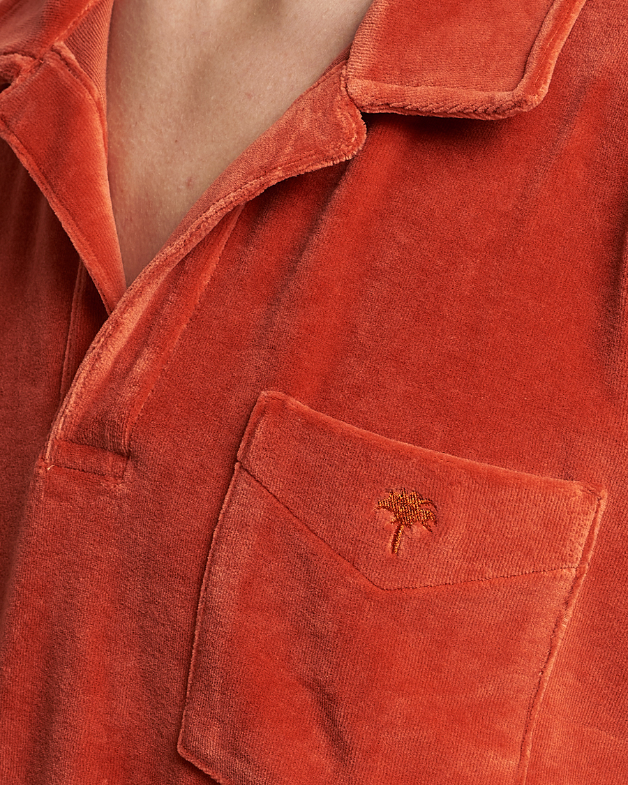 Homme | Chemises | OAS | Long Sleeve Velour Shirt Burnt Orange