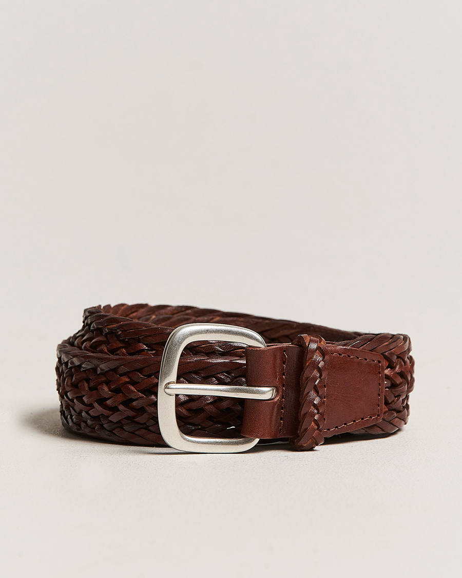 Homme | Orciani Braided Leather Belt 3,5 cm Cognac | Orciani | Braided Leather Belt 3,5 cm Cognac
