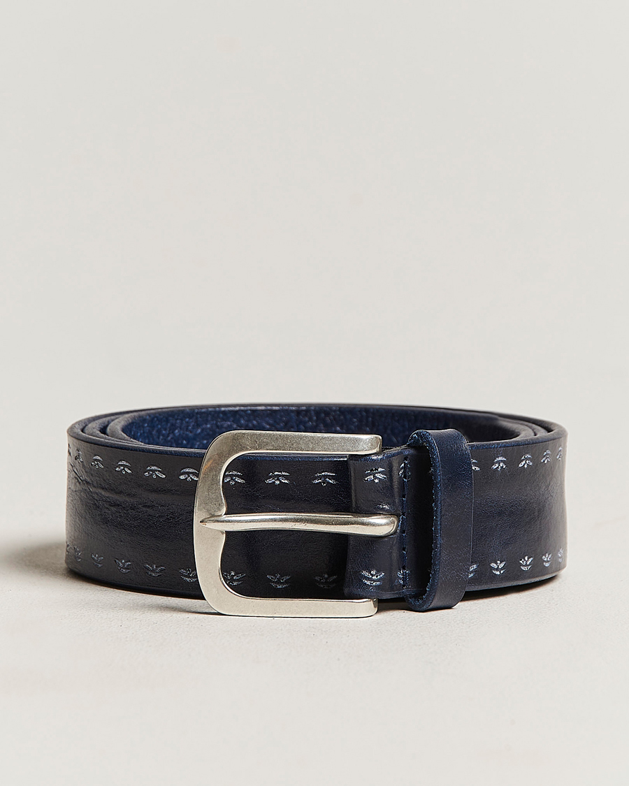 Homme | Orciani Hand Painted Leather Belt Navy | Orciani | Hand Painted Leather Belt Navy