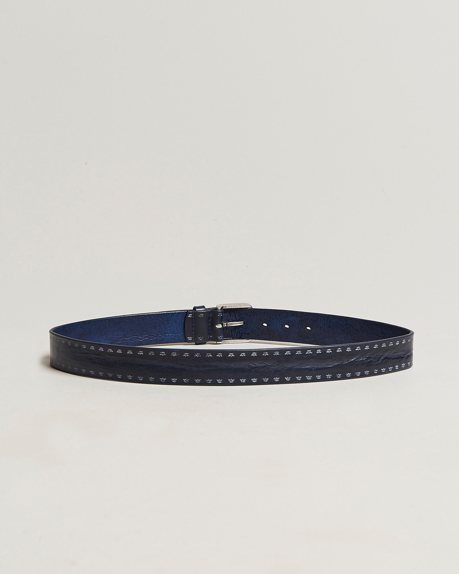 Homme | Orciani Hand Painted Leather Belt Navy | Orciani | Hand Painted Leather Belt Navy