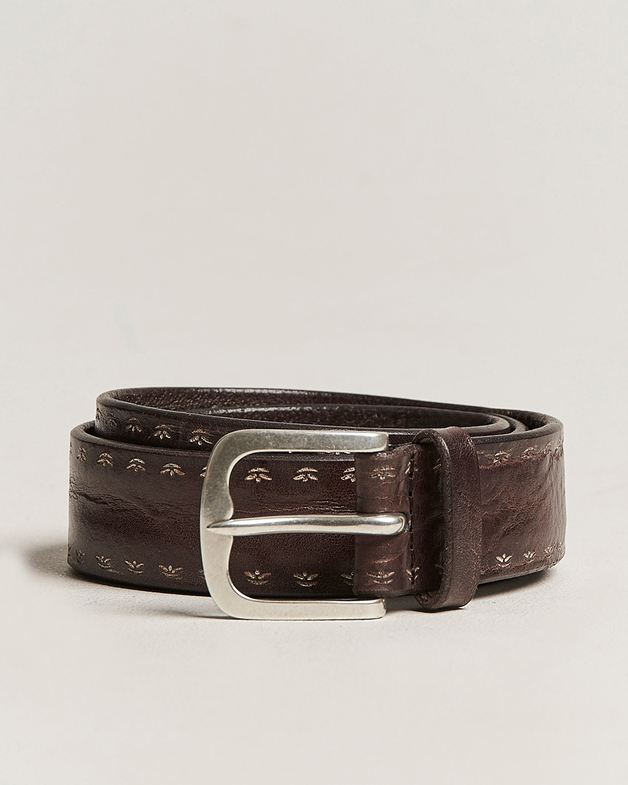 Homme | Orciani Hand Painted Leather Belt Dark Brown | Orciani | Hand Painted Leather Belt Dark Brown
