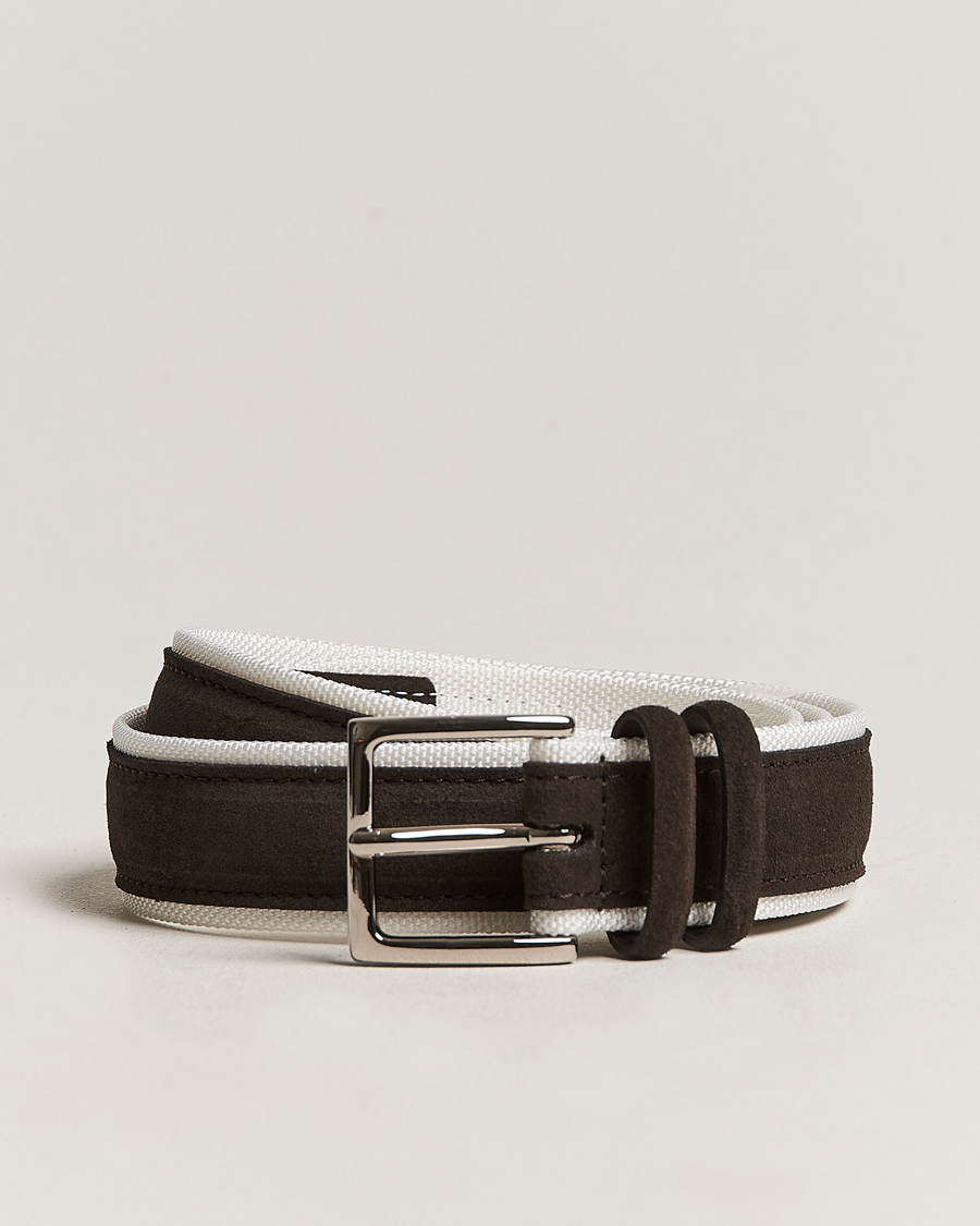 Homme | Orciani Amalfi Suede/Canvas Belt Dark Brown | Orciani | Amalfi Suede/Canvas Belt Dark Brown