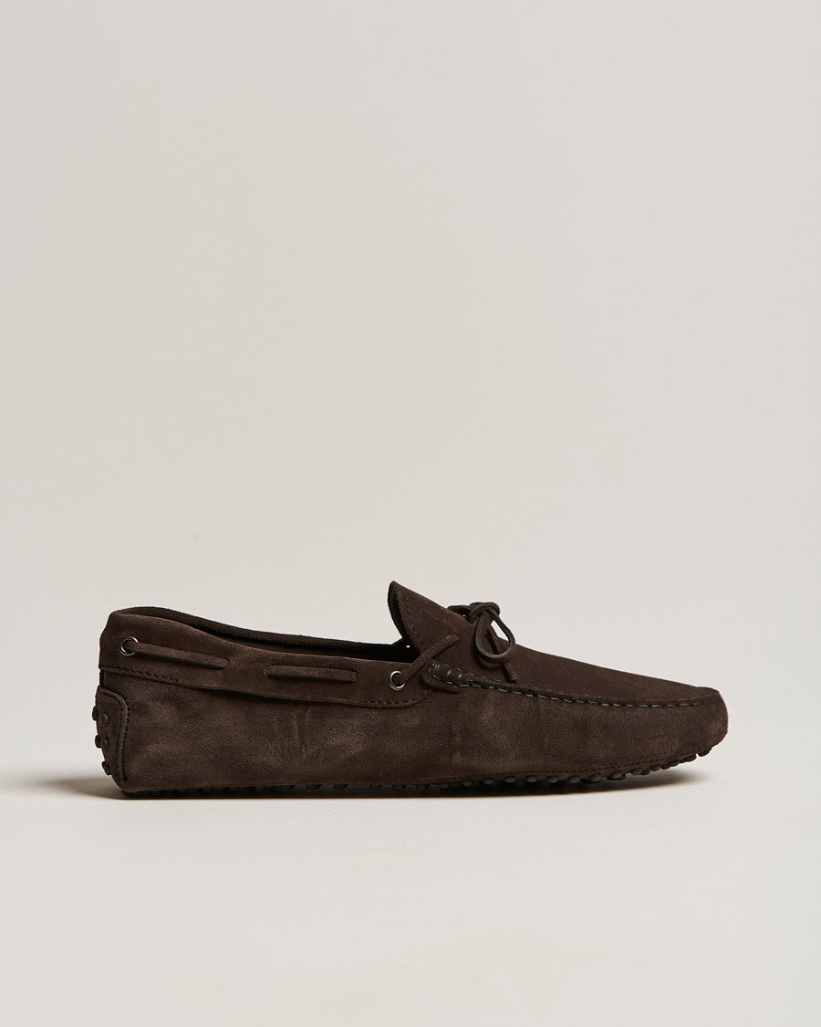 Homme | Tod's Laccetto Gommino Carshoe Dark Brown Suede | Tod's | Laccetto Gommino Carshoe Dark Brown Suede