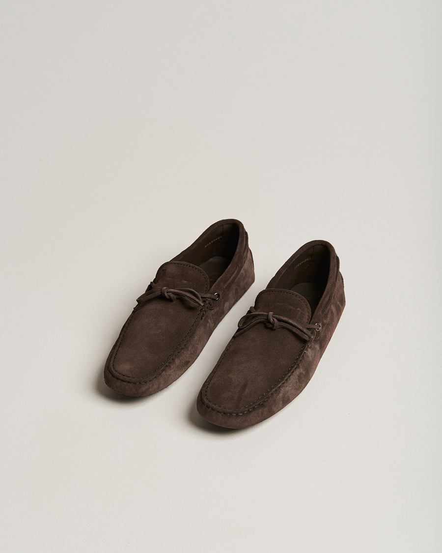 Homme | Tod's Laccetto Gommino Carshoe Dark Brown Suede | Tod's | Laccetto Gommino Carshoe Dark Brown Suede