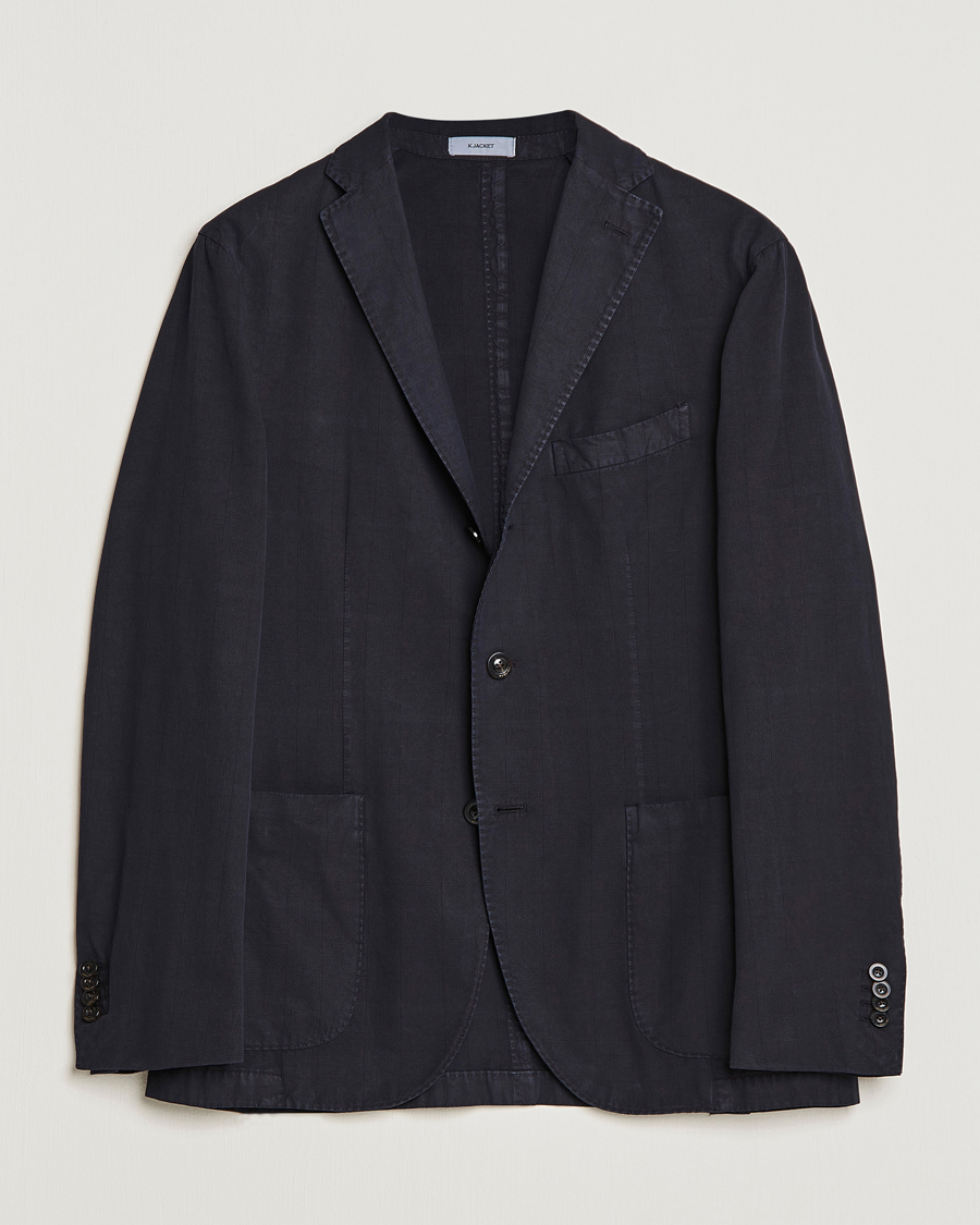 Homme | Blazers | Boglioli | Cotton/Silk Prince Of Wales Check Blazer Navy