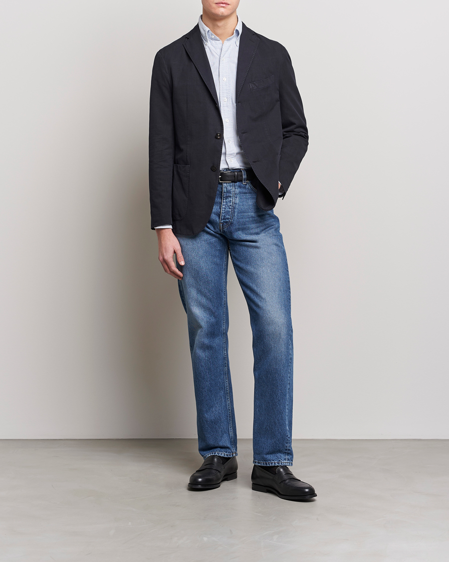 Homme | Blazers | Boglioli | Cotton/Silk Prince Of Wales Check Blazer Navy