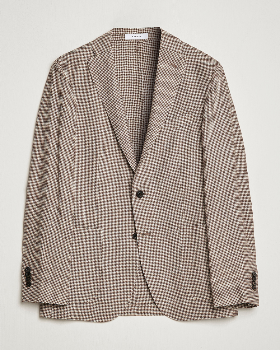 Homme | Blazers | Boglioli | Wool/Linen Houndstooth Blazer Beige