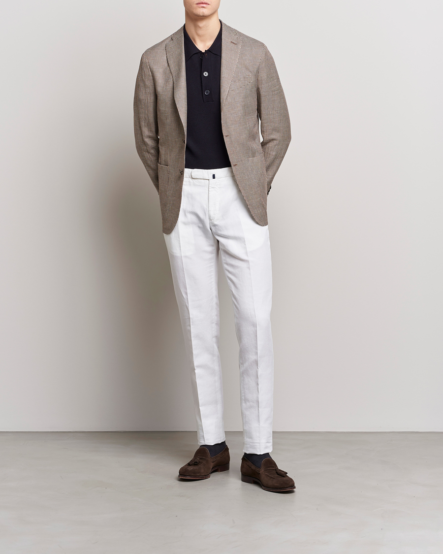 Homme | Blazers | Boglioli | Wool/Linen Houndstooth Blazer Beige