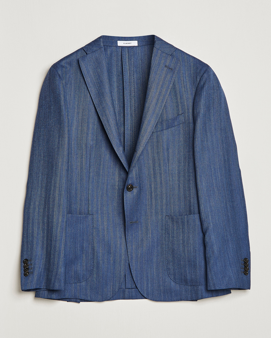 Homme | Blazers | Boglioli | Wool/Silk Herringbone Blazer Dark Blue