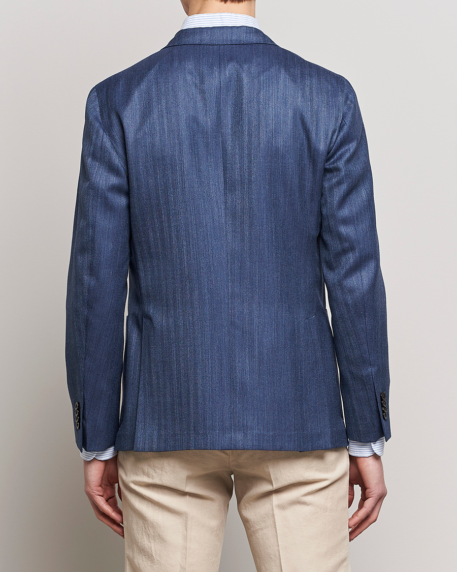 Homme | Blazers | Boglioli | Wool/Silk Herringbone Blazer Dark Blue