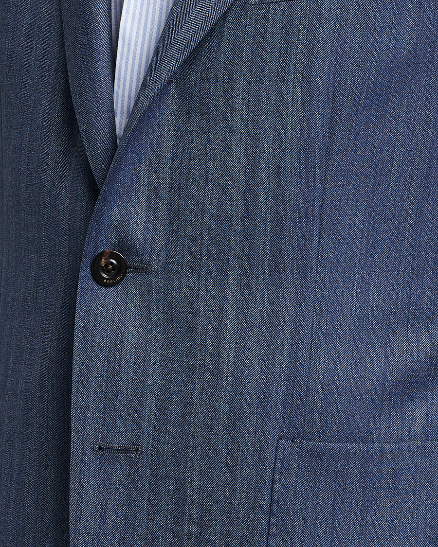 Homme | Blazers | Boglioli | Wool/Silk Herringbone Blazer Dark Blue