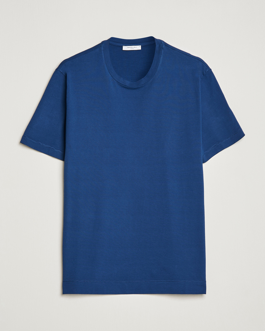 Homme | T-shirts | Boglioli | Short Sleeve T-Shirt Washed Navy