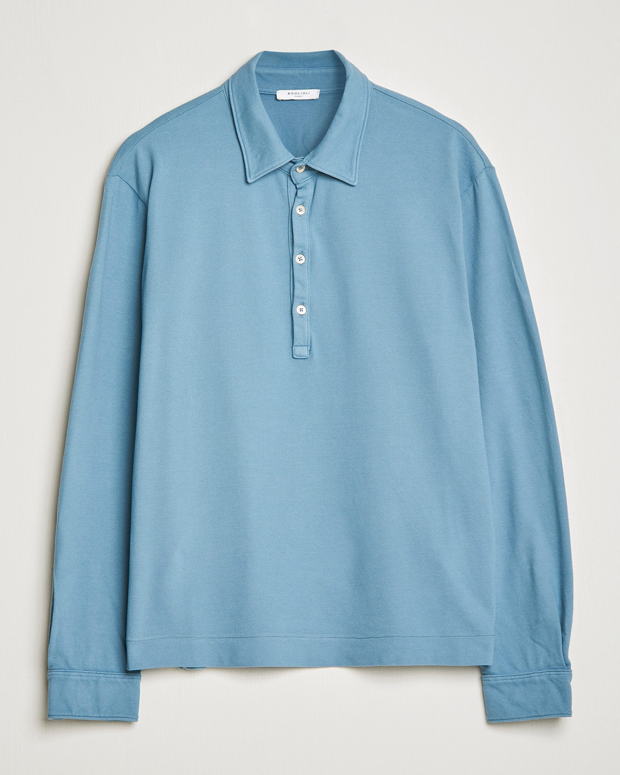 Homme | Pulls Et Tricots | Boglioli | Long Sleeve Polo Light Blue