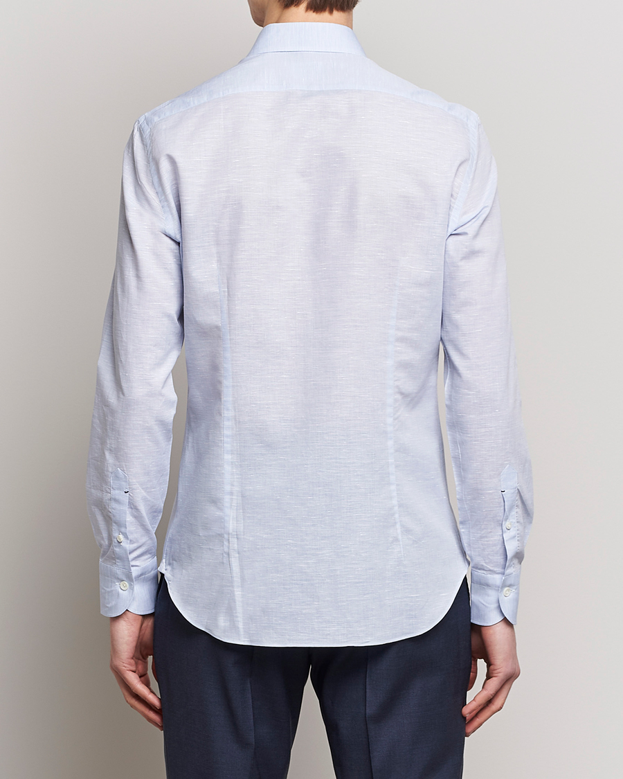 Homme | Chemises | Mazzarelli | Soft Cotton/Linen Shirt Light Blue