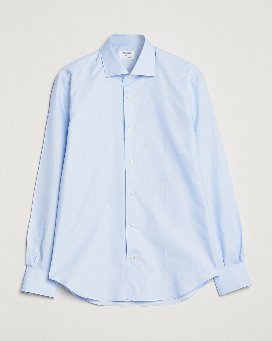 Homme | Chemises | Mazzarelli | Soft Cotton Microweave Shirt Light Blue