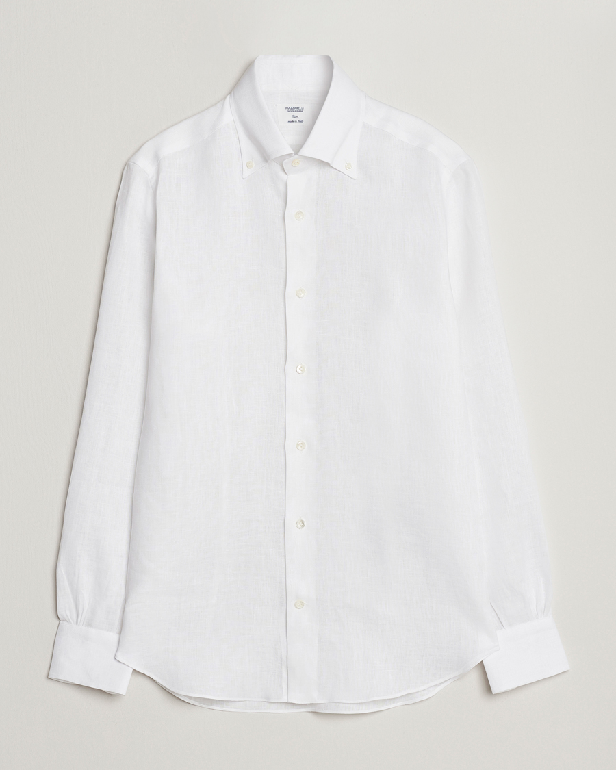 Homme | Chemises | Mazzarelli | Soft Linen Button Down Shirt White