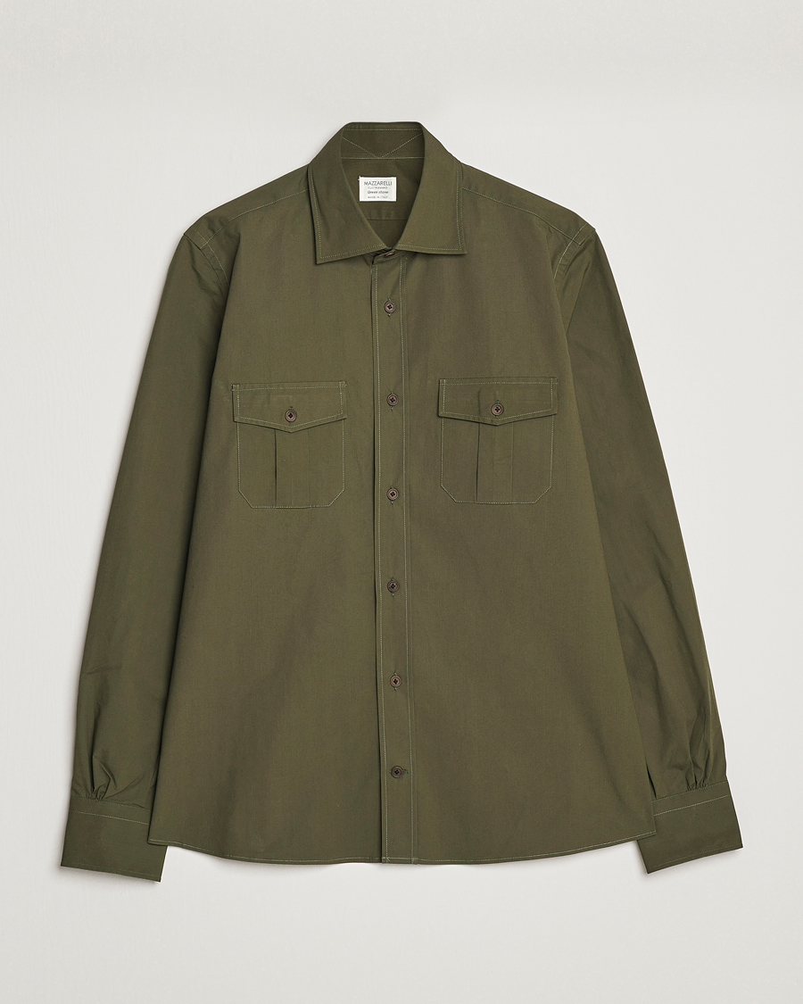 Homme | Chemises | Mazzarelli | Safari Overshirt Olive