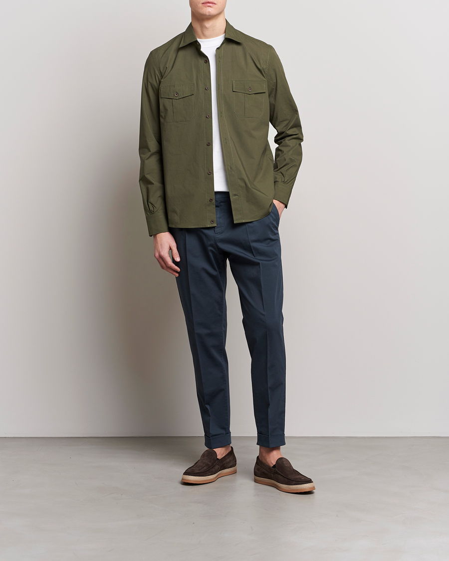 Homme | Chemises | Mazzarelli | Safari Overshirt Olive