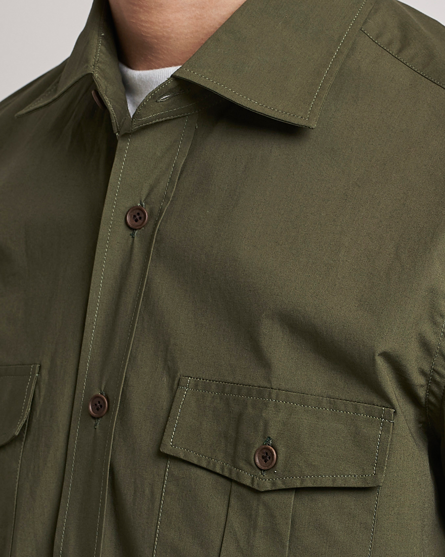 Homme | Chemises | Mazzarelli | Safari Overshirt Olive