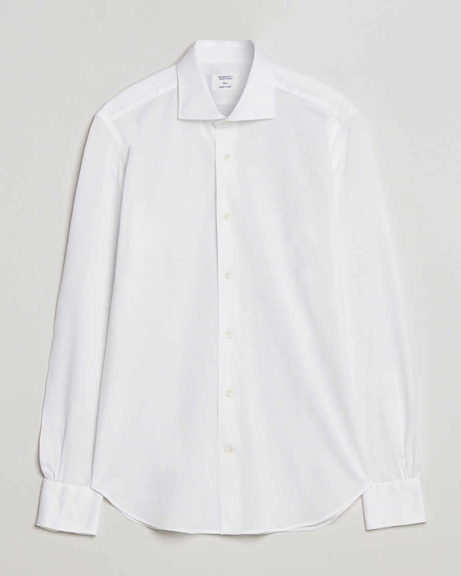 Homme | Chemises | Mazzarelli | Soft Washed Piquet Shirt White