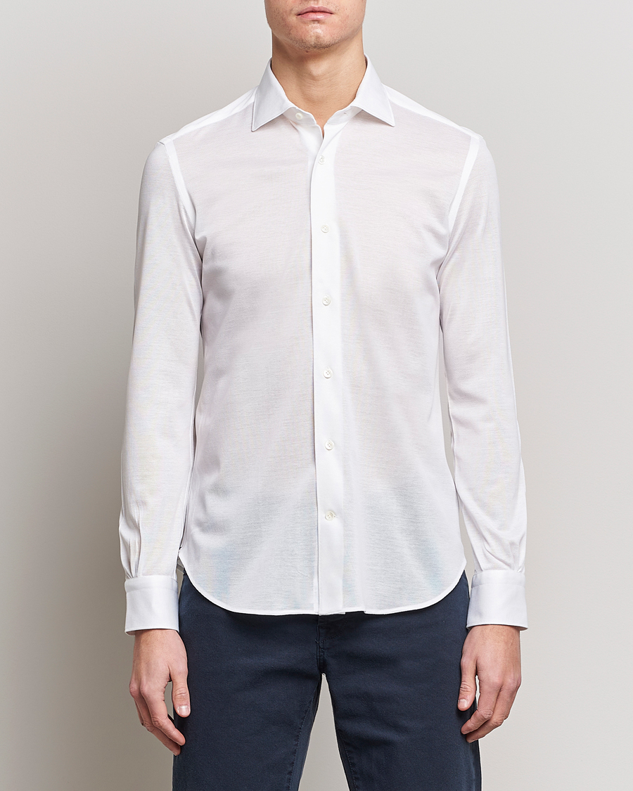 Homme | Chemises | Mazzarelli | Soft Washed Piquet Shirt White