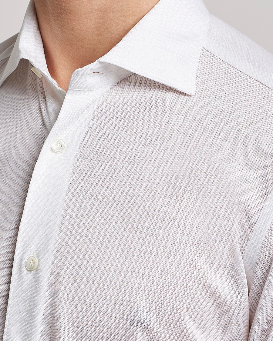 Homme | Chemises | Mazzarelli | Soft Washed Piquet Shirt White