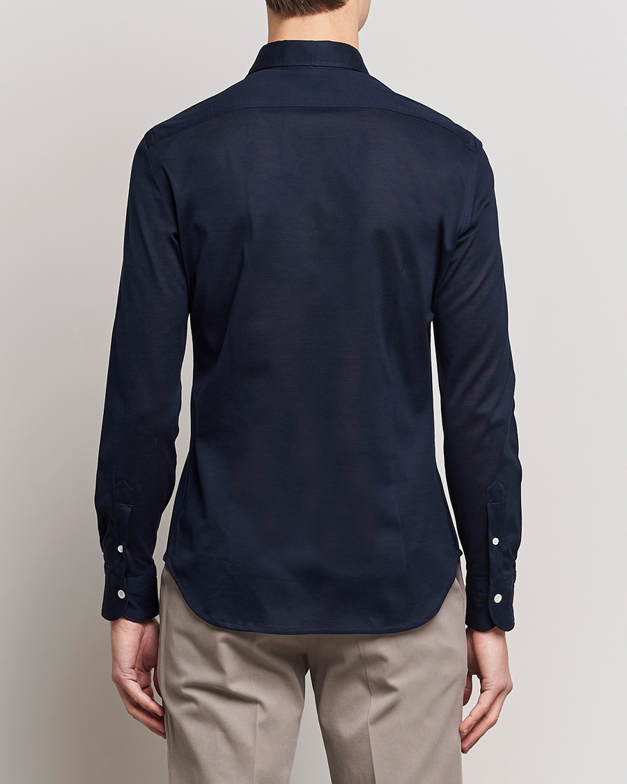 Homme | Chemises | Mazzarelli | Soft Washed Piquet Shirt Navy