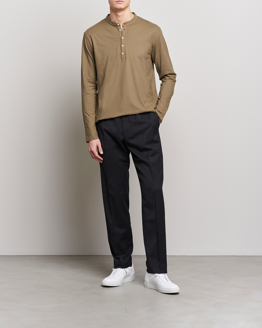 Homme | Pulls Et Tricots | Massimo Alba | Hawai Watercolor Henley Green Desert